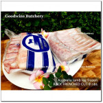 Lamb RACK FRENCHED CUT frozen Australia WHITE STRIPE whole cut 8 ribs +/- 1kg (price/kg)